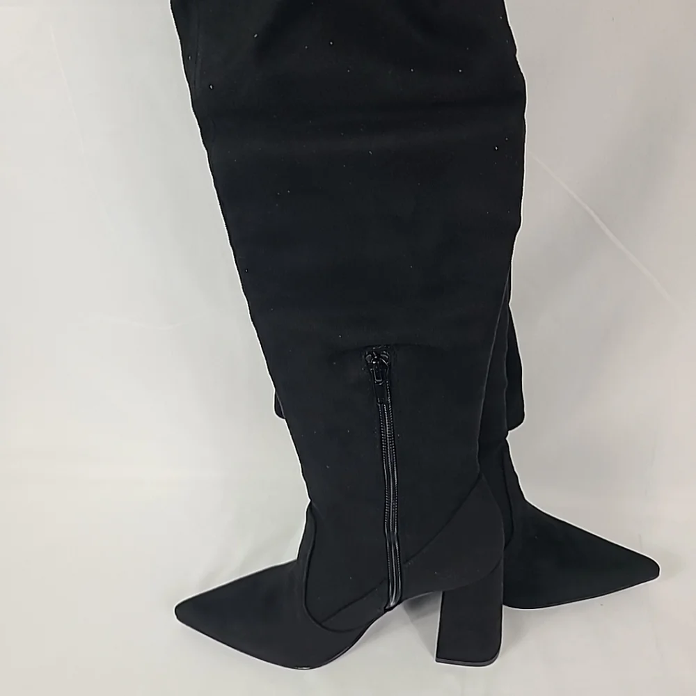 Steve Madden Women's Irina Over The Knee Boots Black Microfiber Stretch Zip Sz 6